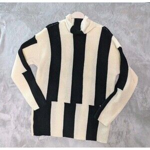 Women's Sweater Size XL Turtleneck Thick Knit Tan Black